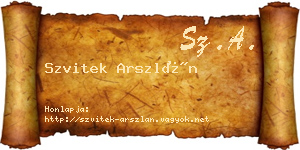 Szvitek Arszlán névjegykártya